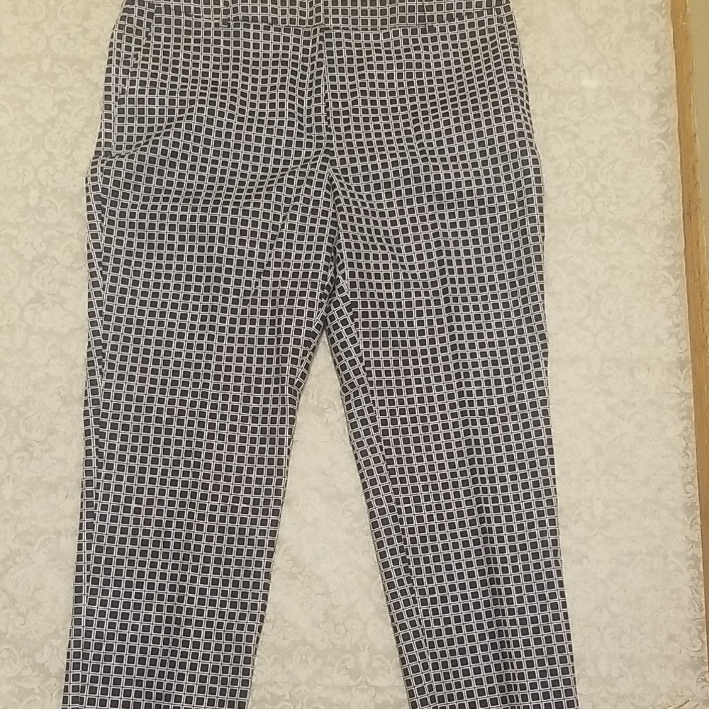 Anne Klein Black and White Checkered Trousers